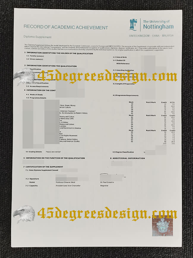 University of Nottingham transcript