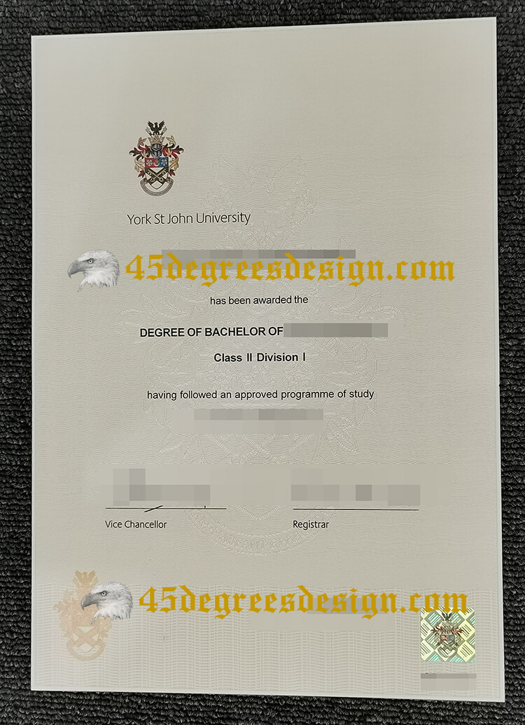 York st john university degree certificate 