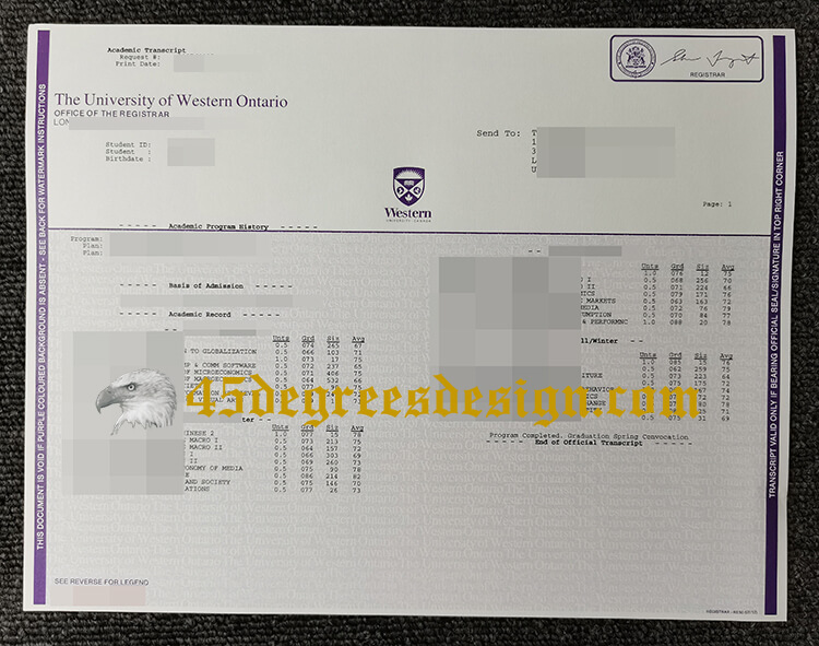 University of Western Ontario transcript