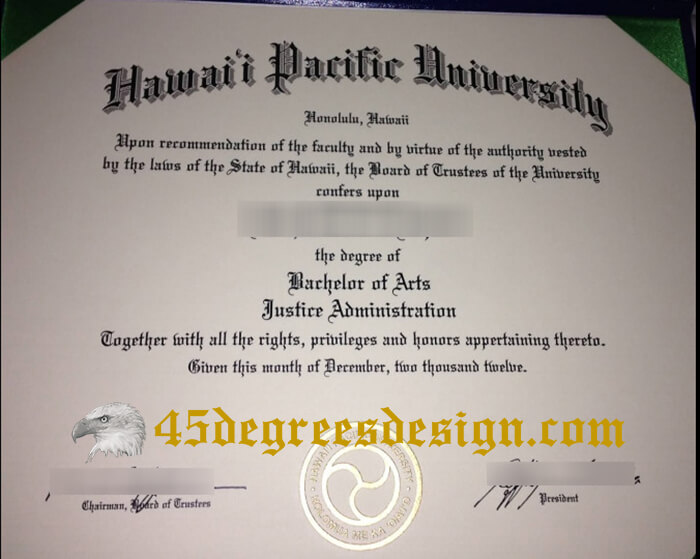 Hawaii Pacific University diploma