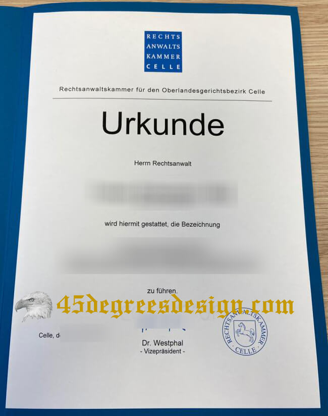 Rechtsanwaltskammer Celle Urkunde