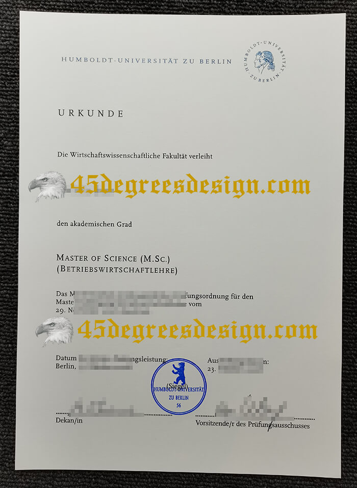 fake HU Berlin Urkunde, Humboldt-Universität zu Berlin diploma 