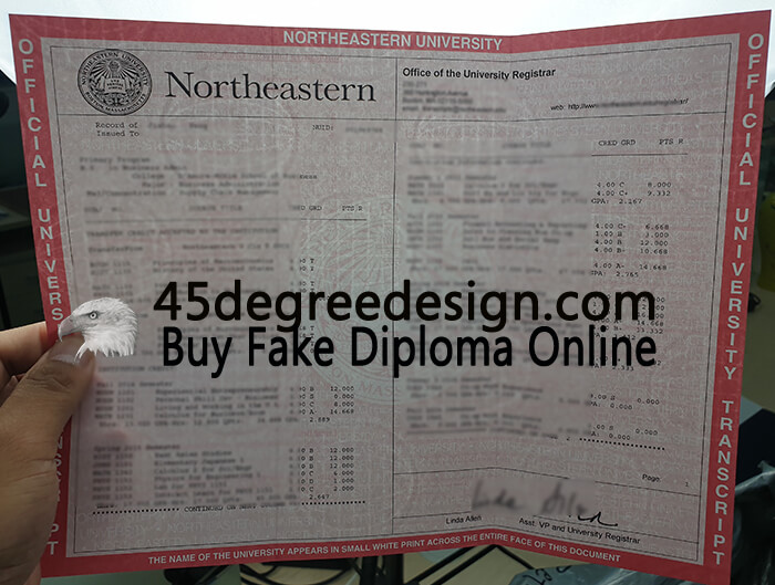 Northeastern University transcript with watermarks