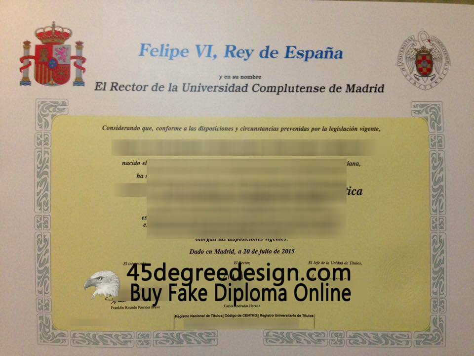 Universidad Complutense de Madrid diploma 