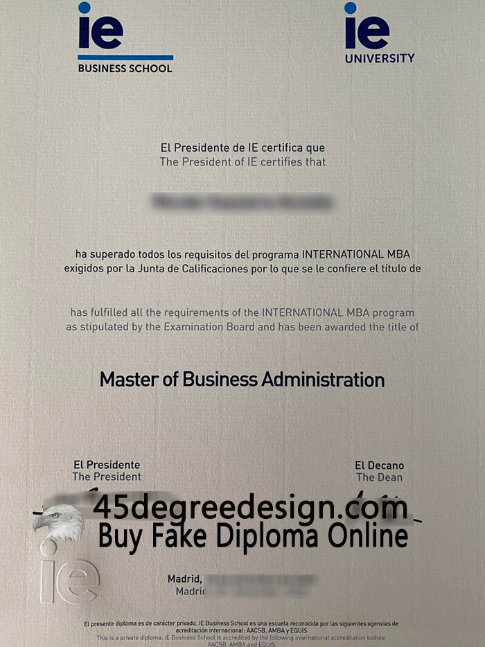 IE Business School diploma 