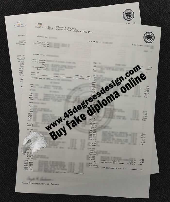 East Carolina University (ECU) transcript East Carolina University (ECU) transcript