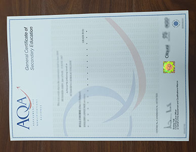 AQA GCSE certificate