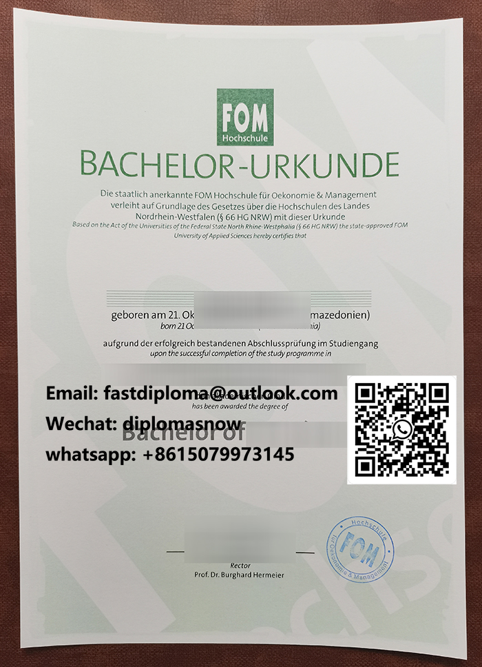 FOM Hochschule für Oekonomie & Management Urkunde FOM Hochschule für Oekonomie & Management Urkunde