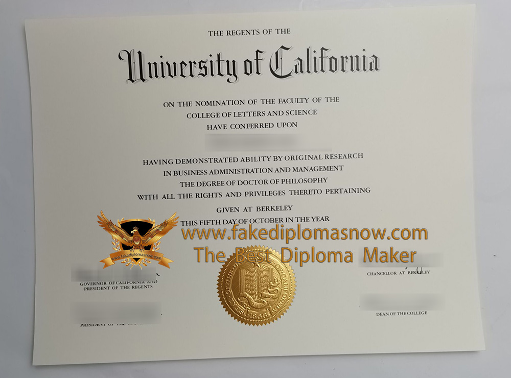 University of California Berkeley Doctor of Philosophy diploma