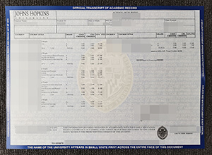 Johns Hopkins University transcript