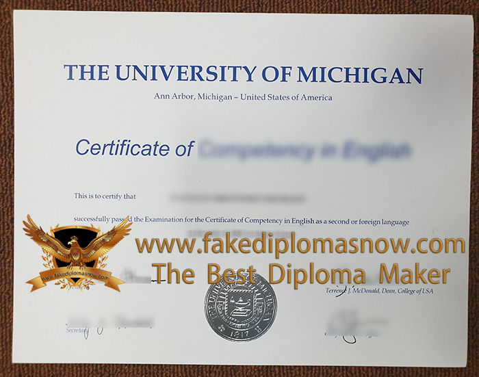 University of Michigan diploma certificate