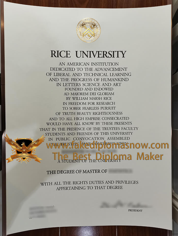 Rice University master's diploma