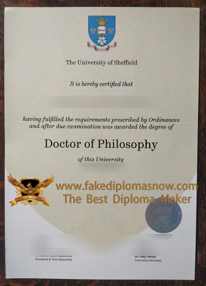 Sheffield University Doctor of Philosophy diploma