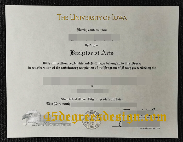 University of Iowa Bachelor of Arts diploma University of Iowa Bachelor of Arts diploma