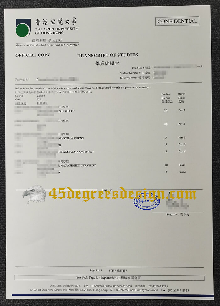 Open University of Hong Kong transcript Open University of Hong Kong transcript
