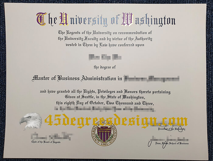 University of Washington MBA diploma University of Washington MBA diploma
