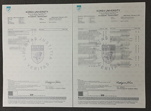 Korea University transcript