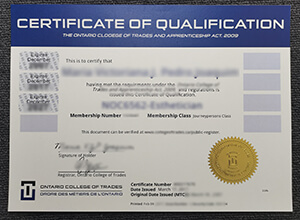 Ontario College of Trades certificate