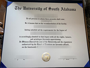 University of South Alabama diploma