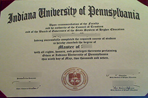 Indiana University of Pennsylvania diploma