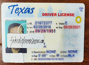 Order a fake Texas Driver License with Scannable Details