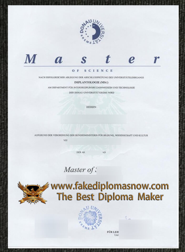 Danube University Krems diploma Danube University Krems diploma