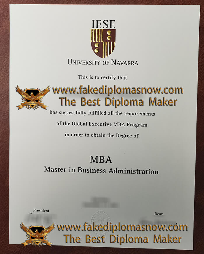 University Of Navarra MBA Diploma, IESE MBA Degree