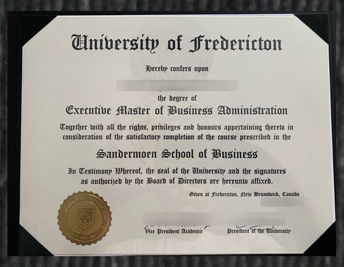 University of Fredericton MBA diploma