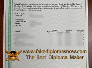 Purchase a fake Singapore Cambridge GCE O Level Certificate