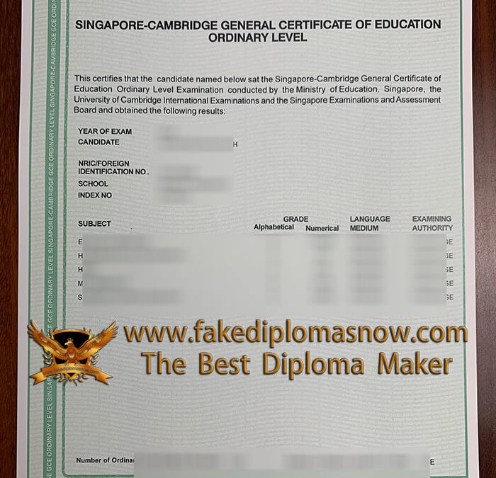 Purchase a fake Singapore Cambridge GCE O Level Certificate