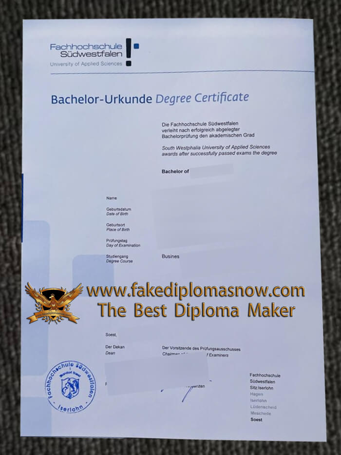 Fachhochschule Südwestfalen Urkunde Fachhochschule Südwestfalen Urkunde