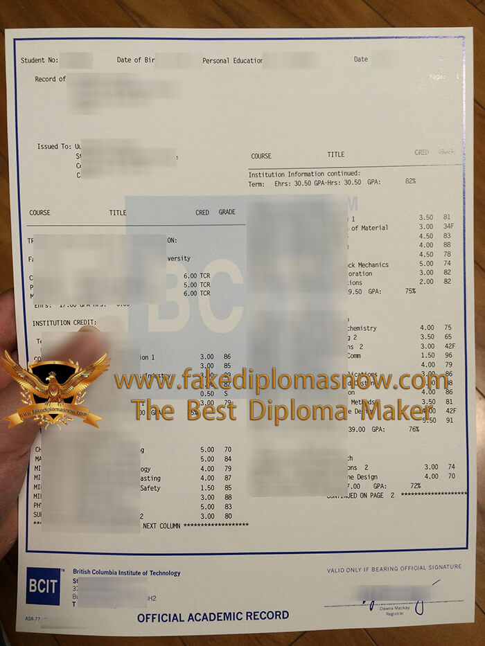BCIT transcript BCIT transcript