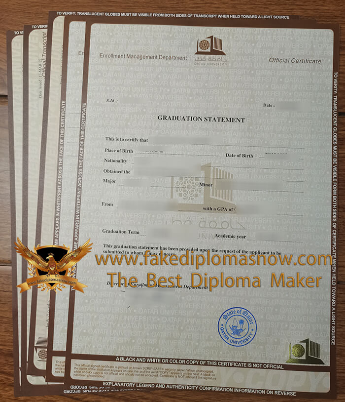 Qatar University certificate and transcript Qatar University certificate and transcript