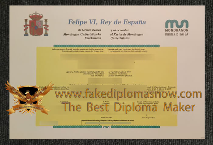 Mondragon Unibertsitatea diploma