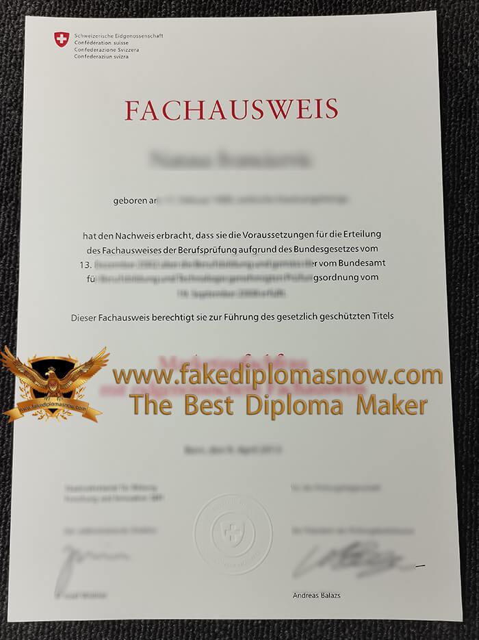 Fachausweis certificate