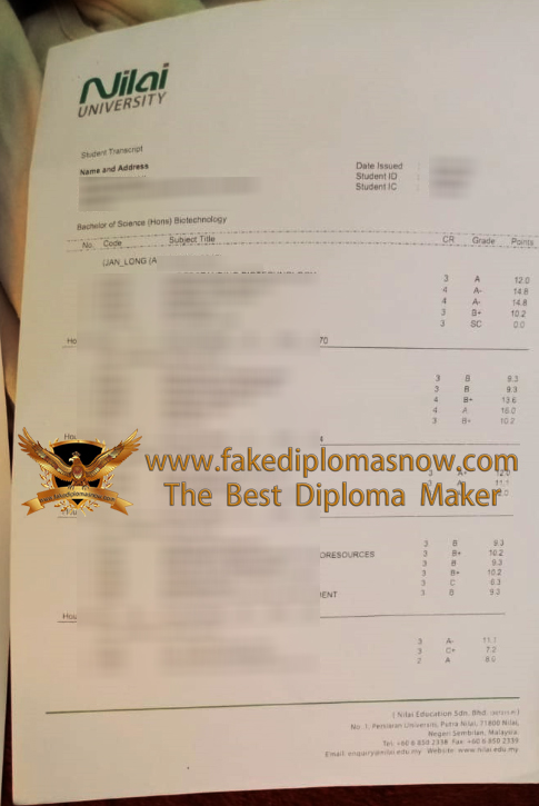 Nilai University transcript Nilai University transcript