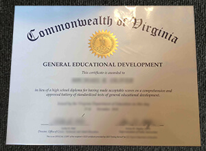 Purchase a Commonwealth of Virginia fake GED certificate
