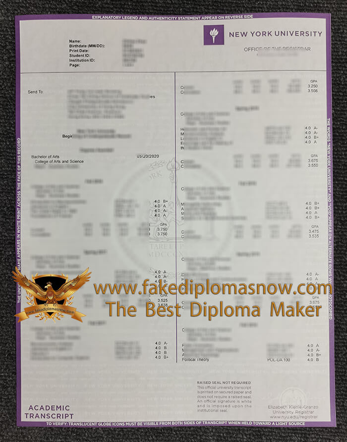 NYU transcript NYU transcript