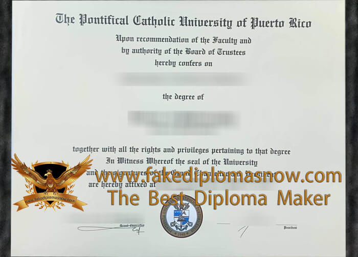 Pontifical Catholic University of Puerto Rico diploma
