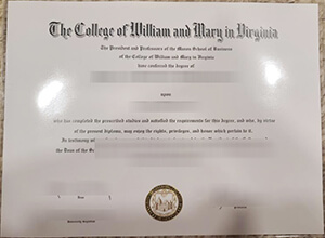 College of William & Mary diploma, William & Mary degree