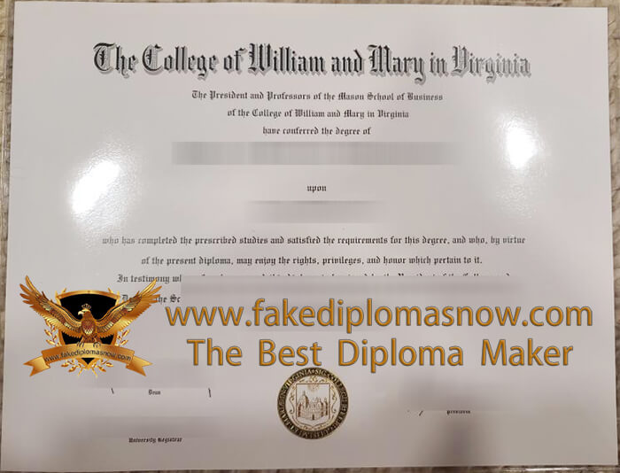 College of William & Mary diploma