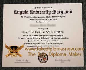 Loyola University Maryland diploma