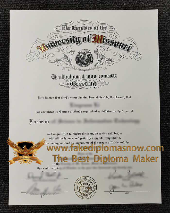 University of Missouri diploma University of Missouri diploma