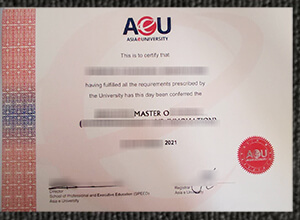 Asia e University degree certificate