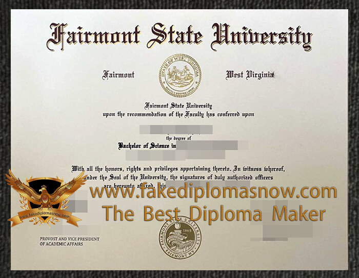 Fairmont State University diploma certificate