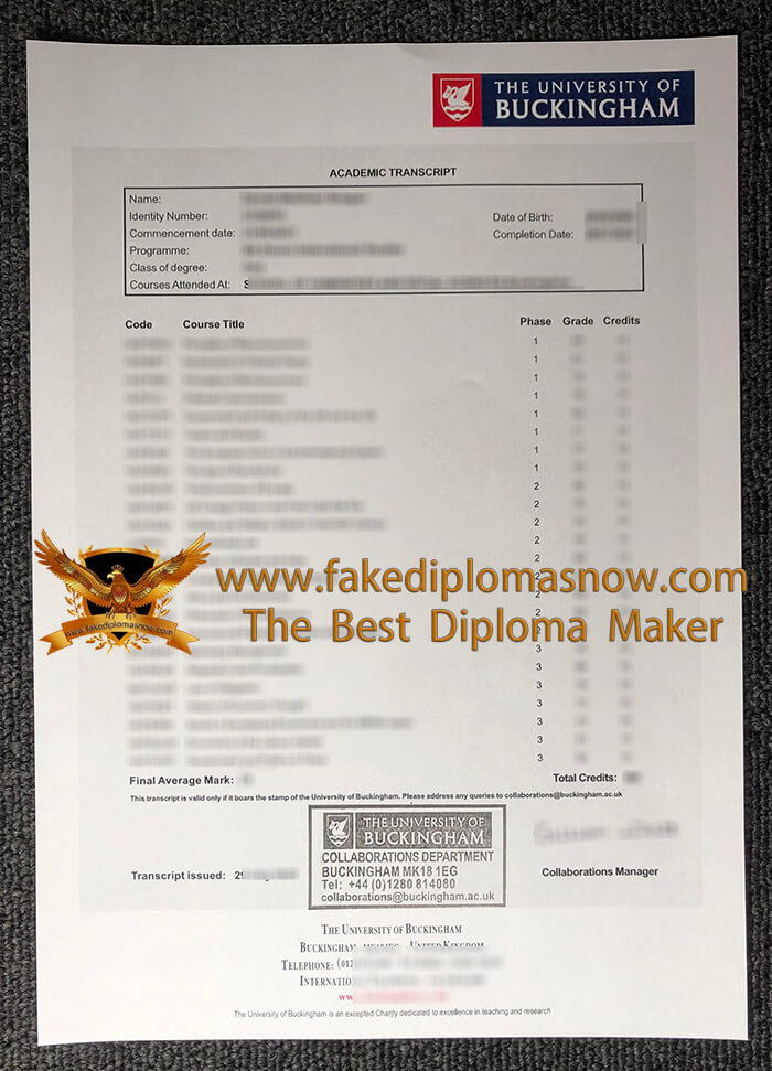 University of Buckingham transcript University of Buckingham transcript
