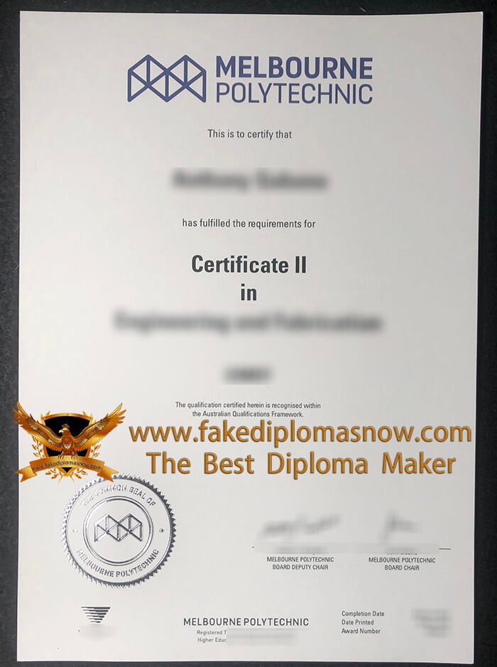 Melbourne Polytechnic certificate