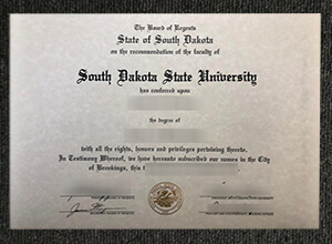 South Dakota State University diploma certificate