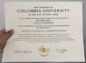 Columbia University diploma certificate