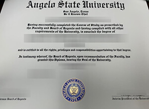 Angelo State University diploma certificate